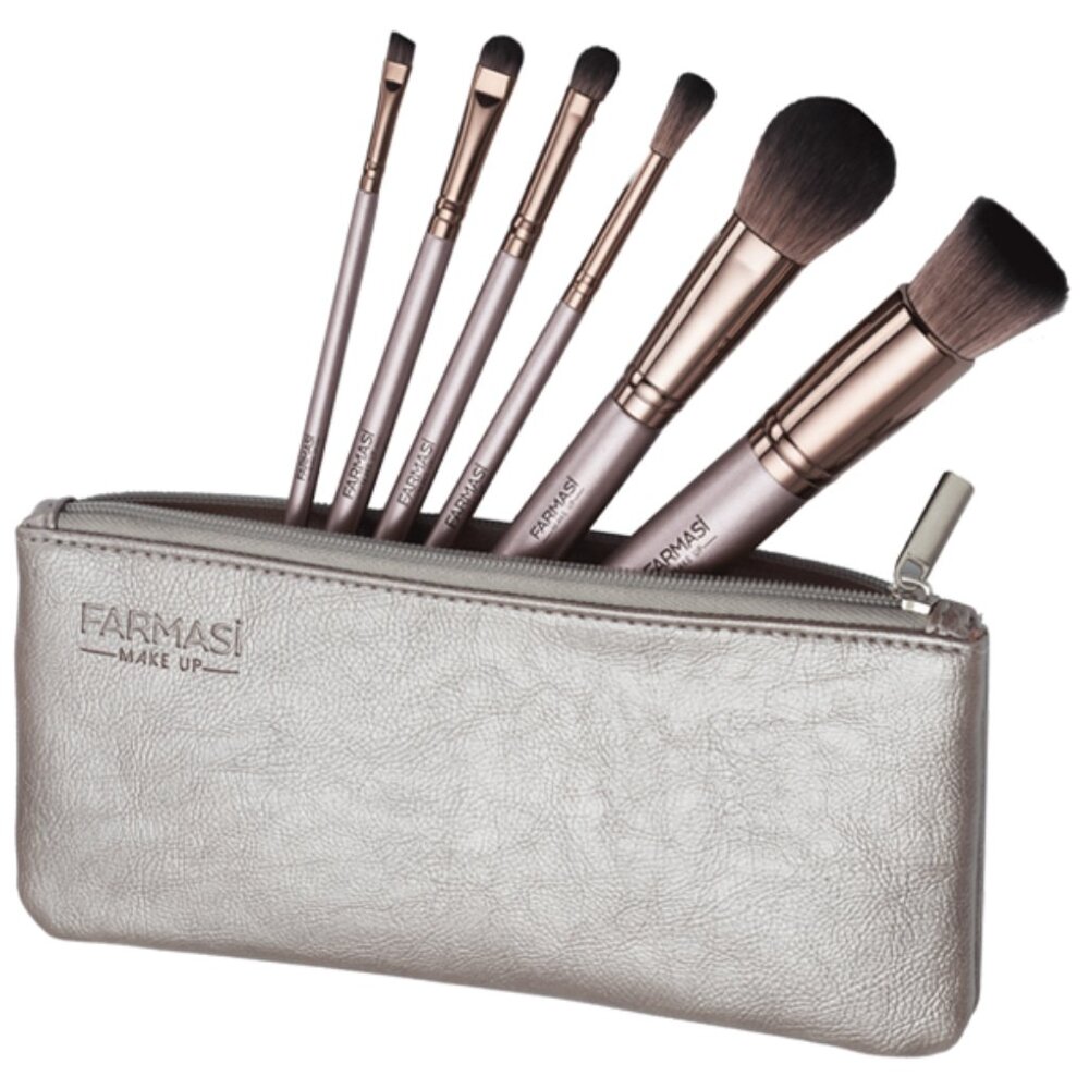 Farmasi Professional Make Up Brush Set ! Set of 6 Brush and Leather Bag